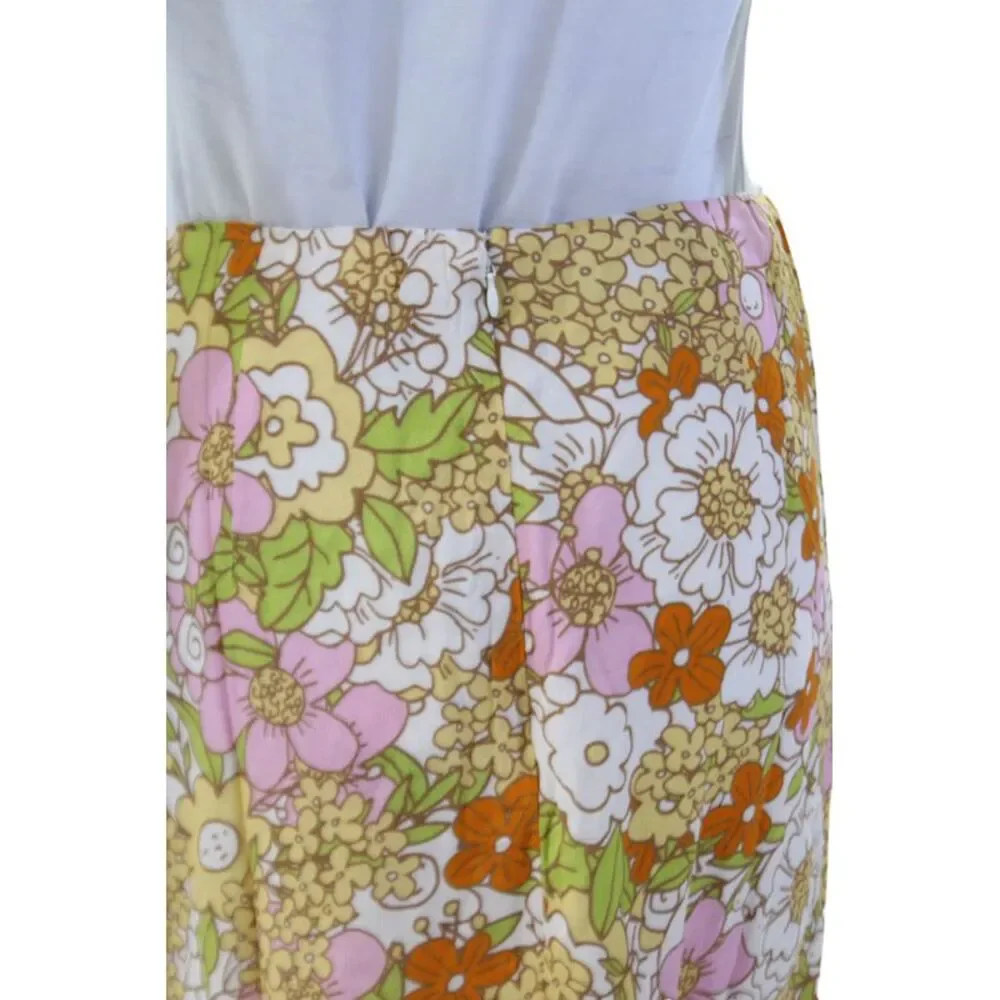 Rahi Womens Textured Zip Floral Printed Midi Maxi Skirt Multi Size S
